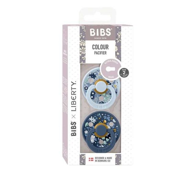 BIBS x LIBERTY COLOUR PACIFIER PACK DE 2 SIZE 2 CHAMOMILE LAWN ET BABY BLEU
