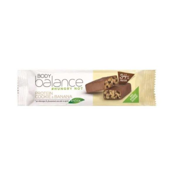 BODY BALANCE HUNGRY NOT 34% PROTEIN BAR COOKIES ET BANANE 45G