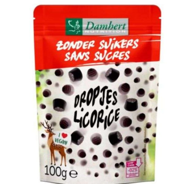DAMHERT SOFT DROPJES LICORICE SANS SUCRE 100 G