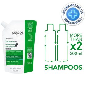 VICHY DERCOS ANTI PELLICULAIRE SHAMPOING CHEVEUX GRAS RECHARGE 500ML