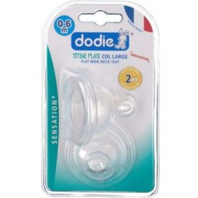 DODIE SENSATION + TETINES PLATE COL LARGE DEBIT 2 0-6 MOIS 2 PIECES