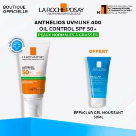 LA ROCHE POSAY OFFRE ANTHELIOS UVMUNE400 OIL CONTROL INVISIBLE SPF50+ 50ML + GEL MOUSSANT 50ML OFFERT