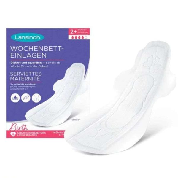 LANSINOH SERVIETTES DE MATERNITE 12 PIECES TAILLE M 2 SEMAINES+
