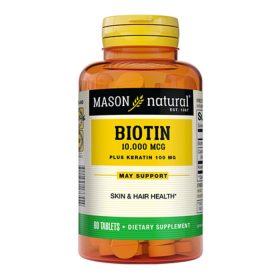 MASON NATURAL BIOTIN 10000 MCG PLUS KERATIN 100 MG 60 COMPRIMES