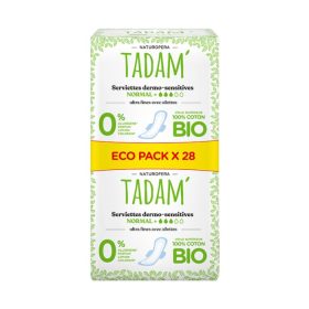 TADAM ECO PACK 28 SERVIETTES DERMO SENSITIVES NORMAL + COTON BIO