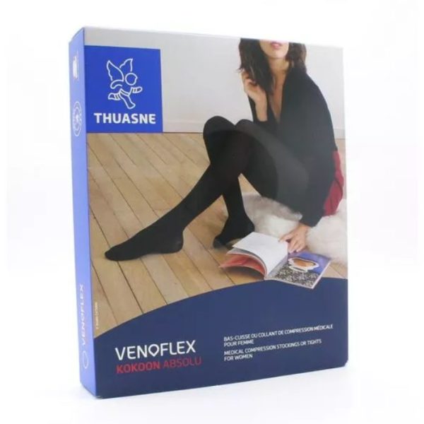 THUASNE VENOFLEX KOKOON ABSOLU BAS CUISSE FEMME CLASSE 2 NOIR LONG