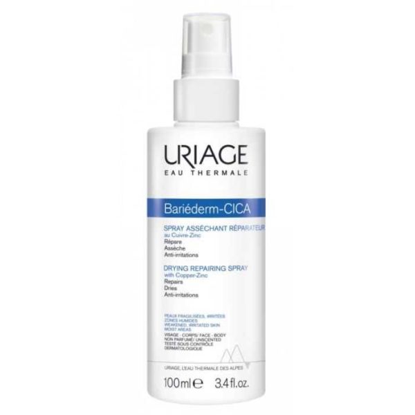 URIAGE BARIEDERM CICA SPRAY SPRAY ASSÉCHANT RÉPARATEUR AU CU-ZN 100 ML